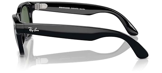 Ray-Ban Meta (Gen 1), Wayfarer, Shiny Black | Smart AI Glasses for Men, Women — 12 MP Ultra-Wide Camera, Open-Ear Speakers for Audio, Video Recording and Bluetooth — Green Lenses — Wearable Technology