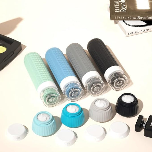 8-Piece Leakproof Travel Bottles and Jars Set โ 4 Silicone Bottles + 4 Cream Jars with Clear Zipper Bag โ TSA Approved Toiletry Containers โ BPA-Free (Grey)