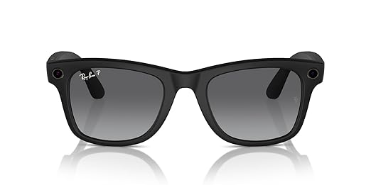 Ray-Ban Meta (Gen 1), Wayfarer, Large Matte Black | Smart AI Glasses for Men, Women - 12 MP Camera, Open-Ear Speakers, Video, Bluetooth — Polarized Gradient Graphite Lenses - Wearable Technology