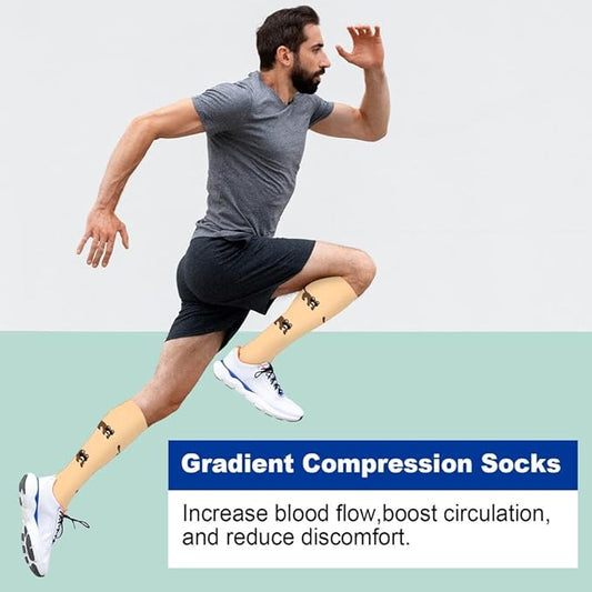 Graduated Compression Socks for Women&Men 20-30mmhg Knee High Socks Travel Hiking Running Stocking