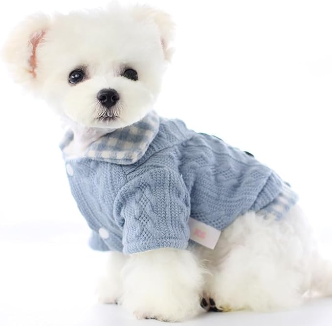 Dog Princess Sweater for Small Dogs Thick Shirt Plaid Clothes Costume Pet Girl Cute Coat Outfits Fall Costumes Winter Dog Sweaters (L,Pink)