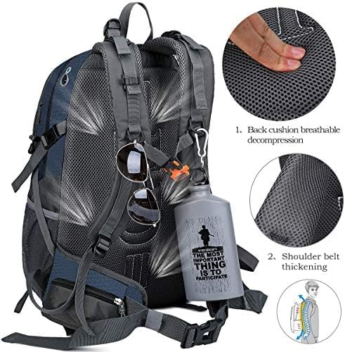 FENGDONG 40L Hiking Backpack,Crossbody Bag Lightweight Outdoor Daypack Camping,Travel Backpack for Men Women Blue