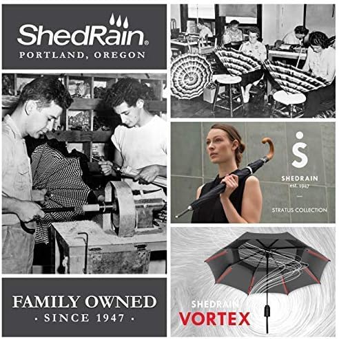 ShedRain Compact Folding Travel Umbrella – Push-Button Open & Close, Vented Double Canopy, Protects from Rain, Sun, & Wind