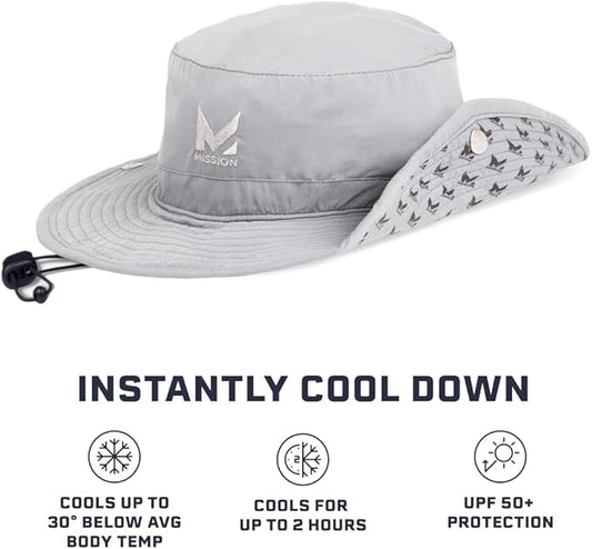 MISSION Cooling Bucket Hat - Unisex Wide-Brim Hat for Men & Women - Lightweight, Foldable & Durable - Cools Up to 2 Hours