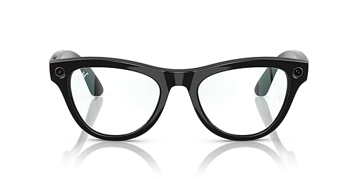 Ray-Ban Meta (Gen 1), Skyler, Shiny Black | Smart AI Glasses for Men, Women — 12 MP Ultra-Wide Camera, Open-Ear Speakers for Audio, Video Recording and Bluetooth — Clear Lenses — Wearable Technology