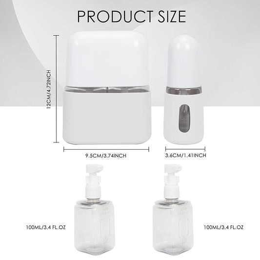 Songaa Travel Bottles Leak Proof, 2 in 1 Travel Containers for Toiletries, Refillable Plastic Bottles with Lid, Travel Accessories Shampoo Conditioner Bottles Grey
