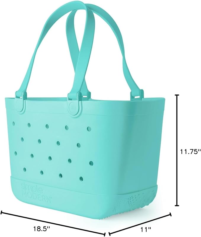 Simple Modern Large Beach Bag | Waterproof Getaway Rubber Tote with Zipper Pocket for Travel, Pool, Boat, Groceries, Sports | Ocean Water