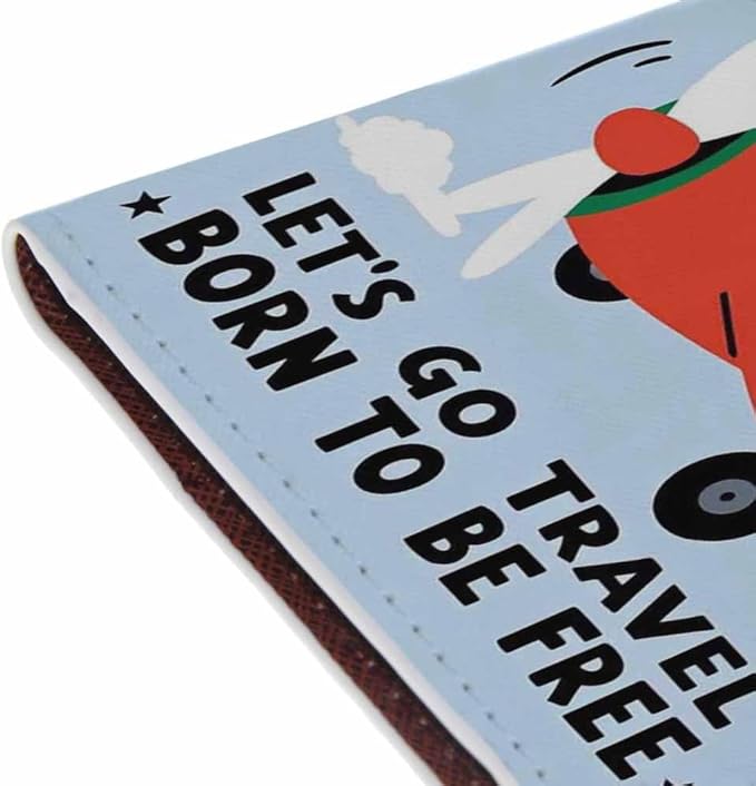 Cartoon Dino Passport Holder for Travel Plane and Dinosaur Print PU Leather Passport Cover Wallet Cute Passport Card Holder for Women and Men