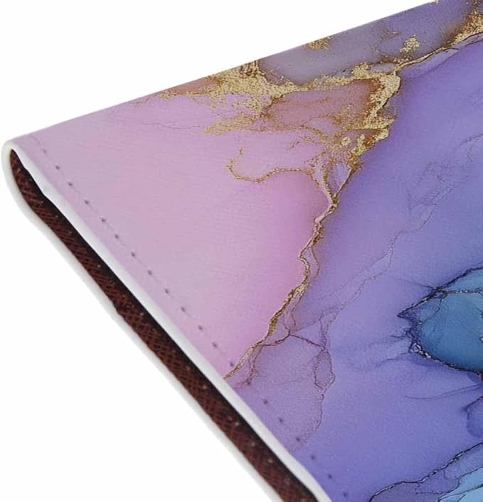 Marble Texture Passport Holder for Travel Pink and Purple Marble PU Leather Passport Cover Wallet Cute Passport Card Holder for Women and Men