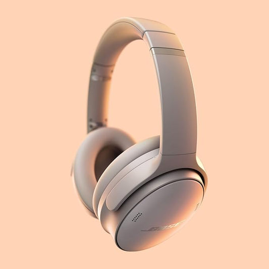 Bose QuietComfort Headphones - Wireless Bluetooth Headphones, Active Over Ear Noise Cancelling and Mic, USB-C Charging, Deep Bass, Up to 24 Hours of Playtime, Sandstone