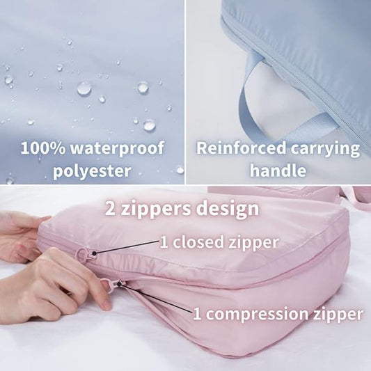 tianzong Compression Packing Cubes for Suitcases, Luggage Organizer Bags Set for Travel (Grey, 2 Pack Large)