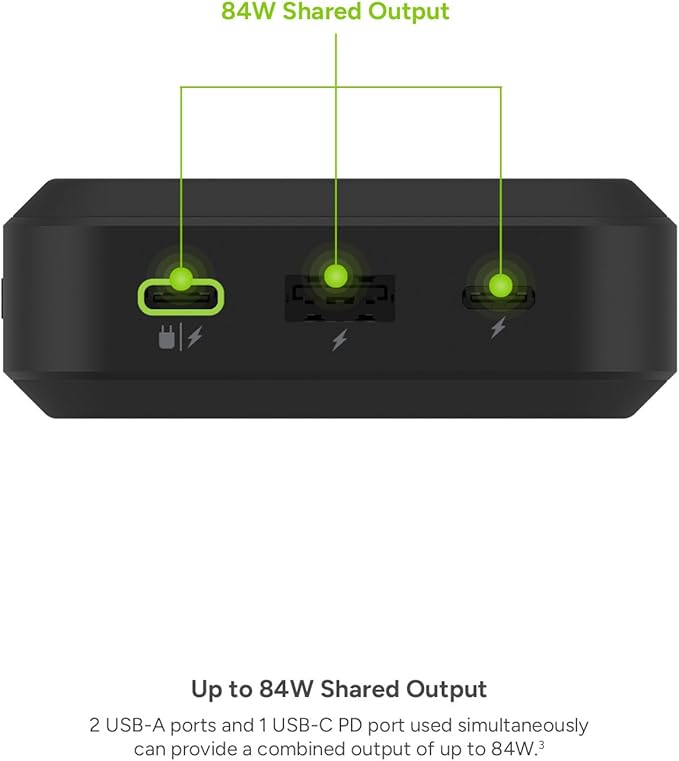 Mophie Powerstation Laptop Prime27-27,000mAh Portable Power Bank with 60W USB-C PD Fast Charging, Multi-Device, LED Indicator, Eco-Friendly, Type-A, USB-C Compatible