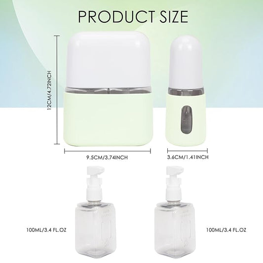 Songaa Travel Bottles for Toiletries - 2 In 1 Travel Size Bottles Travel Shampoo and Conditioner Containers for Toiletries, Refillable Travel Toiletry Bottles with Lid, Travel Accessories - Green