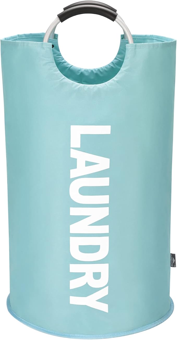 DOKEHOM 125L X-Large Collapsible Washing Laundry Basket Bag (7 Colors) for Bedroom, Fabric (Light Blue, XL)