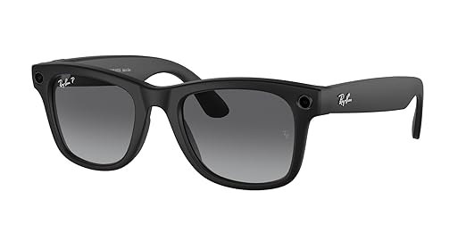 Ray-Ban Meta (Gen 1), Wayfarer, Large Matte Black | Smart AI Glasses for Men, Women - 12 MP Camera, Open-Ear Speakers, Video, Bluetooth — Polarized Gradient Graphite Lenses - Wearable Technology