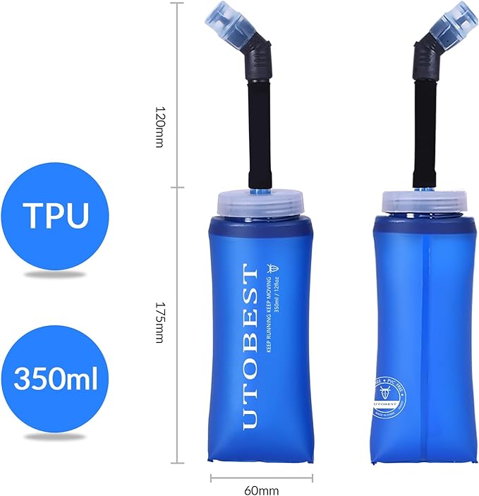 Soft Flask Collapsible Running Water Bottle, Flexible TPU Folding Flask for Hydration Pack, Soft Flask Bottles for Hiking Cycling