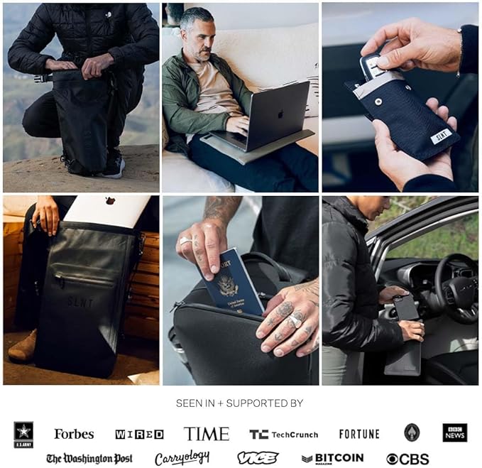 SLNT Napa Leather RFID & NFC Signal Blocking Bi-Fold Wallet - Secure Your Information, Prevent Hacking & Identity Theft - 6 Card Slots & Large Money Pocket - Slim Profile, Great for Travel (Jet Black)