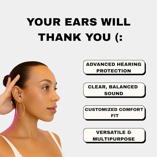 Moss High Fidelity Reusable Earplugs for Concerts Festivals Nightlife DJs and Sports Noise Reduction Hearing Protection with Travel Case