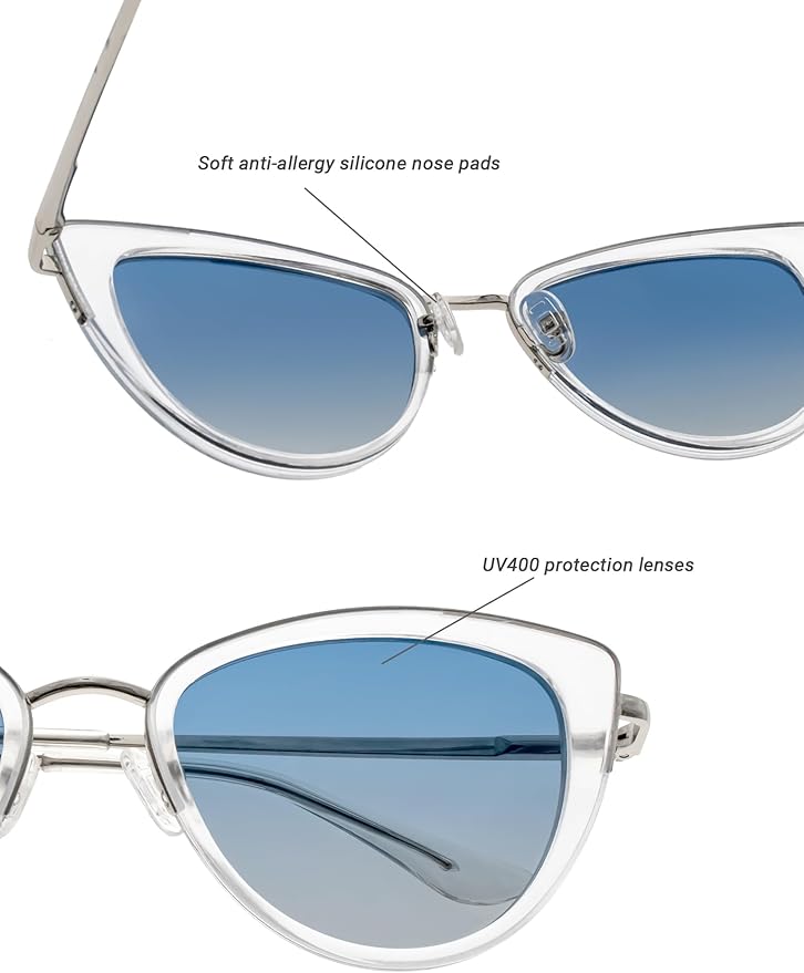 FAA'N Retro Big Frame Cat Eye Polarized Sunglasses Women with Spring Hinge