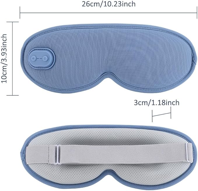 Menorelief Eye Mask, Yoli Menorelief Under Eye Mask with Massage Travel Case, Light Blocking 3D Sleeping Eyes Masks with Adjustable Heat, Better Sleep, Men & Women (Blue)