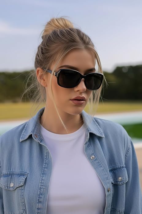 SIPHEW Polarized Sunglasses for Women | Vintage Square Sunglasses w UV400 Protection | Womens Wraparound Shade