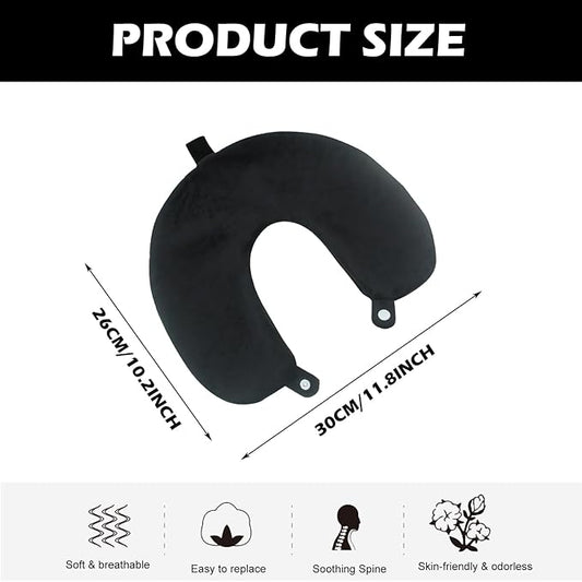 Travel Neck Pillow Cover, Neck Pillow Case, Pure, Soft and Smooh, Airplane Pillow Replacementt Cover Washable (Only Pillow Covers, no Filler)