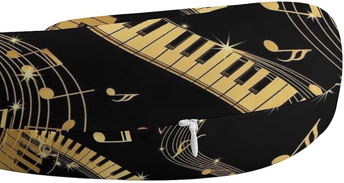 Comfortable Memory Foam Travel Neck Pillow Novel Music Note Prints, Washable Removable Cover, Chin Head Support for Airplane Car Office Pain Relief Sleeping