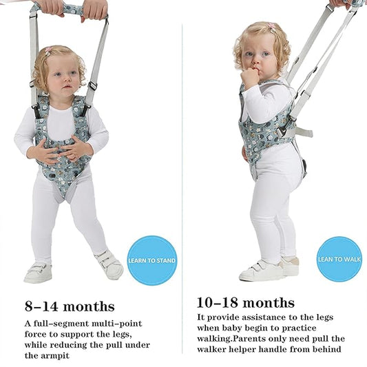 IULONEE Baby Walker, Handheld Kids Toddler Walking Harness Helper Assistant Protective Belt Child Activity Walker Adjustable Standing Up Walking Learning Helper for Toddler 7-24 Month (Blue & Grey)