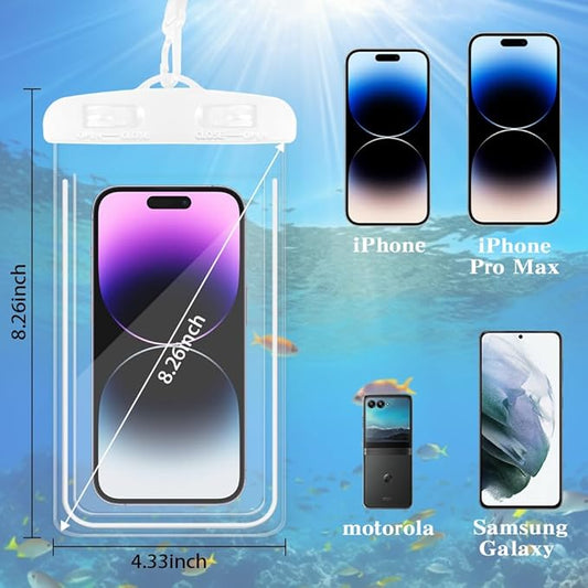 Waterproof Phone Pouch, 2 Pack Clear Water Proof Cell Phone Case, Phone Wet Dry Bag Holder Beach Vacation Waterpark Underwater Cruise Essentials Accessories Must Haves Packing List Stuff for Men Women