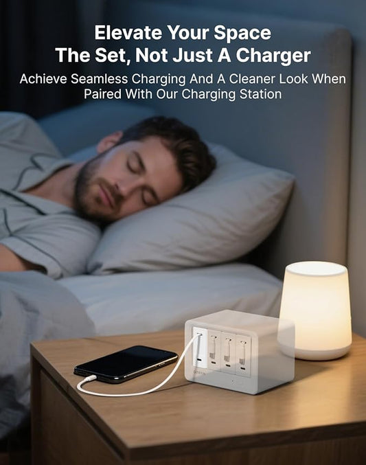 Gitryin Portable USB C Charger Block, Retractable Wall Charger, 40W PD Fast Charging Block with 33.5in Type-C Cable, Power Adapter with Foldable Plug for iPhone 16/15, Galaxy S23 22, White