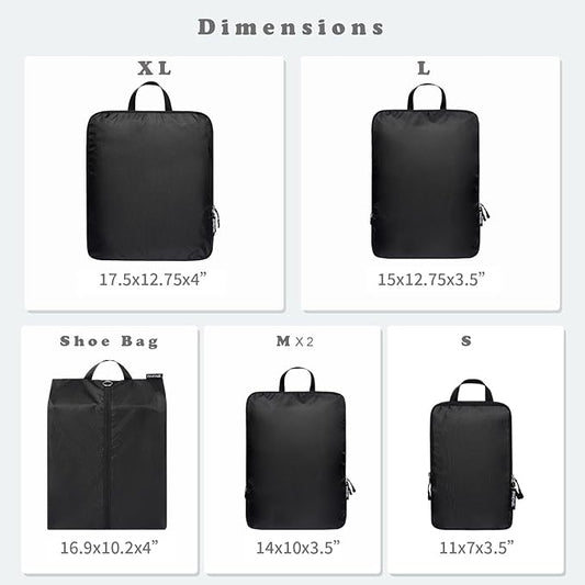 BAGAIL 6 Set Ultralight Compression Packing Cubes Packing Organizer for Travel Accessories Luggage Suitcase Backpack