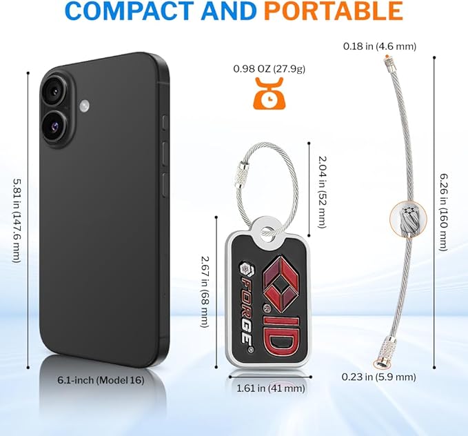 Forge Smart Lost and Found Luggage Tags, Global Luggage Tracking Tag, Travel Sentry Powered Baggage ID System for Luggage, Bags, Suitcases, and More (Black 4 PK)