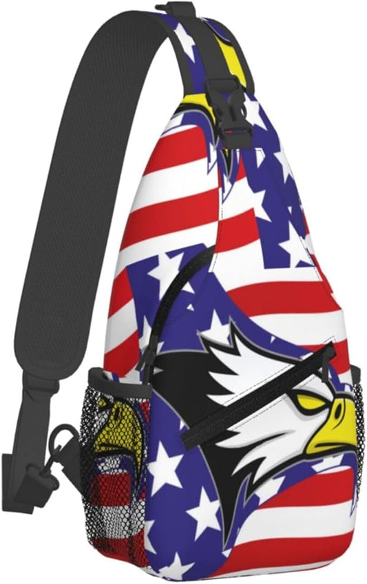 American Flag Sling Bag Multipurpose Crossbody Sling Backpack Travel Cycling Hiking Shoulder Bag For Women Men