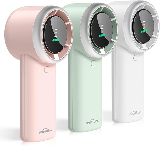 WHATOOK Portable Mini Fan: High Speed Cooling Fan, 10 Hours Battery Life, USB Rechargeable, Small Essentials for Women, Beach Travel, Vacation (Black)