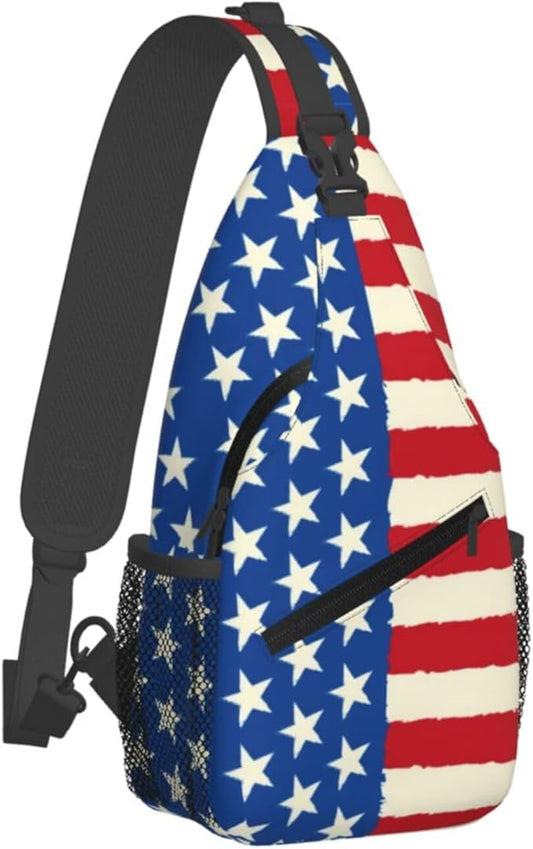 American Flag Sling Bag Multipurpose Crossbody Sling Backpack Travel Cycling Hiking Shoulder Bag For Women Men