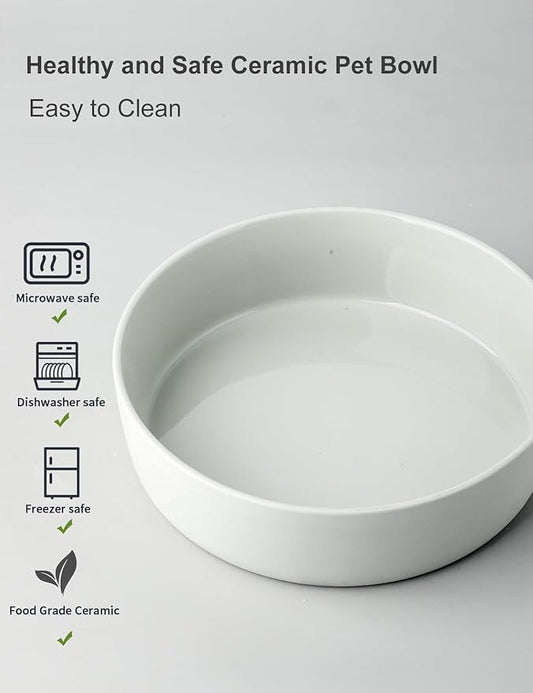 UBEE Ceramic Dog Bowl, 7 inch Dog Dish Dog Food Bowl, Pet Food Water Dish Feeding for Medium Small Dogs and Large Cat, Light Grey