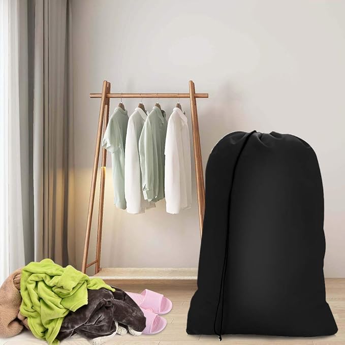 2 Pack Heavy Duty Large Laundry Bag 28x45 inch Extra Hamper Bag Dirty Clothes Organizer Drawstring Cloth Laundry Bag for Travel Camp Home College Dorm Black