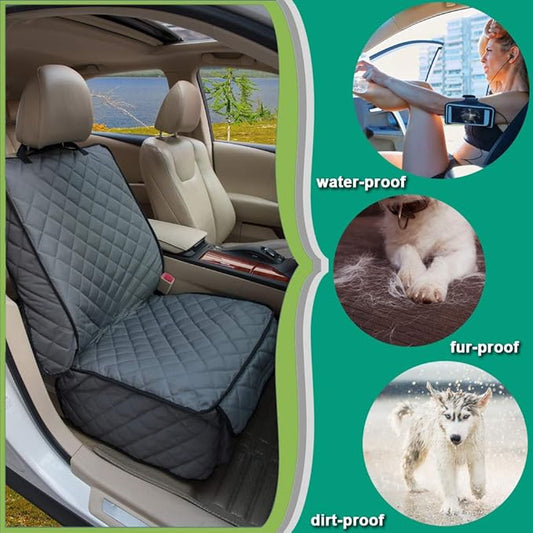 HAPYFOST Waterproof Front Seat Cover Dog Car Seat Covers Nonslip and Full Protection with Side Flaps Fits Most Cars, Trucks, SUVs(Grey, 2Pack)