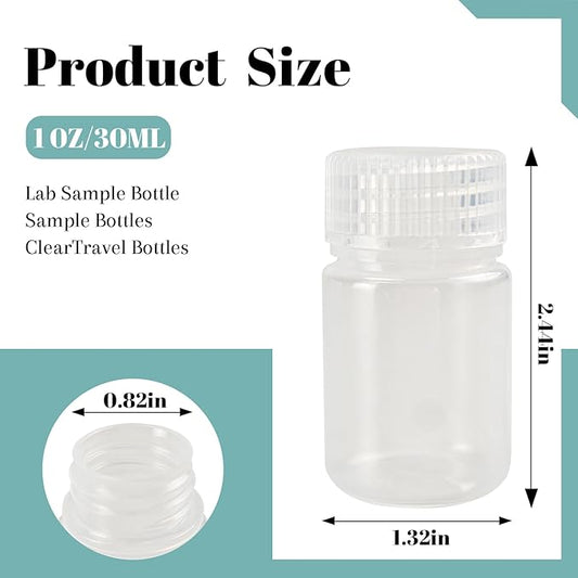 12-Pack 1oz Wide Mouth Plastic Reagent Bottles, Translucent PP Sample Containers with Screw Caps for Lab, Travel, Classroom, Liquid Storage (12, 1 oz 30 ml)