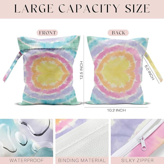 4 Pcs Wet Bag, Wet Dry Bag, Waterproof Bag, Beach Bag, Wet Bag for Pool, Beach, Swimsuit, Diapers, Makeup Bag, Cruise Ship Essentials, Accessories Travel Essentials for Women