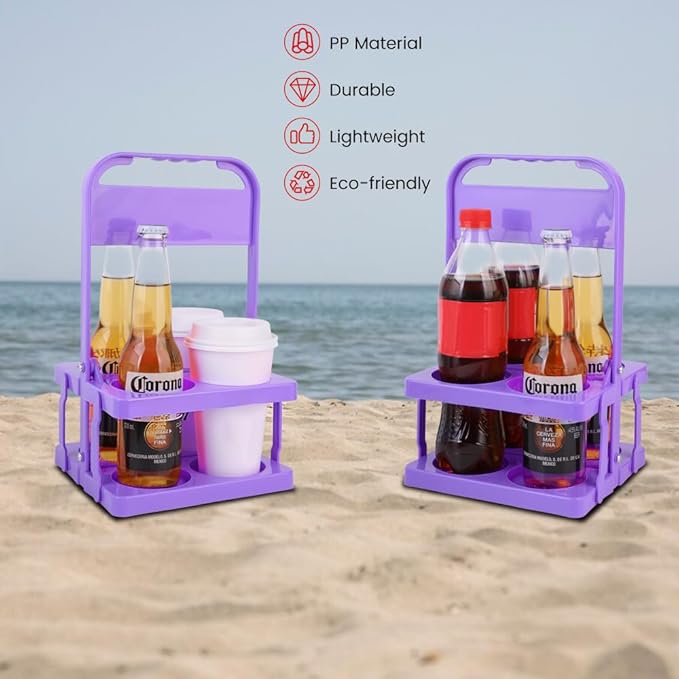 musbus Reusable Drink Carrier with Handle for Delivery Drivers, Portable Cup/Coffee Holder Accessories for Delivery, Foldable Drinks Caddy with Tray, Car Durable Plastic Festive Bottle, Vacation