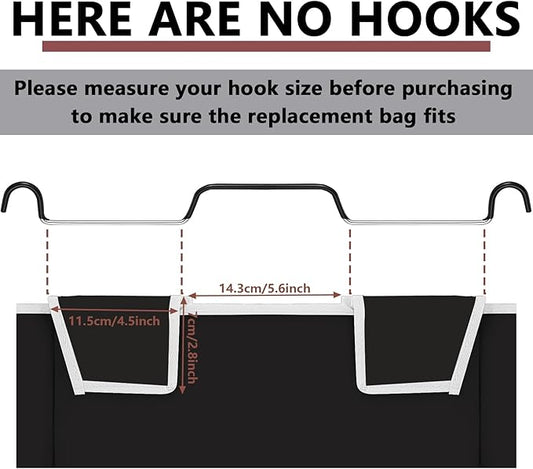 Bonuci 3 Pcs Laundry Sorter Replacement Bags Hamper Cart Removable Replacement Laundry Storage Organizer Bag Hamper Liner, No Hooks 14.76 x 8.66 x 21.65 Inch (Black)