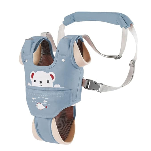 Baby Walking Harness Handheld Baby Walker Assistant Belt Adjustable Toddler Infant Walker Safety Harnesses Standing Up Walking Learning Helper with Detachable Crotch for 9-24 Month Old (Blue)