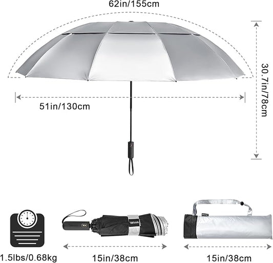 G4Free 42/46/54/62 Inch Large Golf Umbrella Compact Reverse Travel Umbrella 10 Ribs Windproof for Rain Double Canopy Automatic Open Close