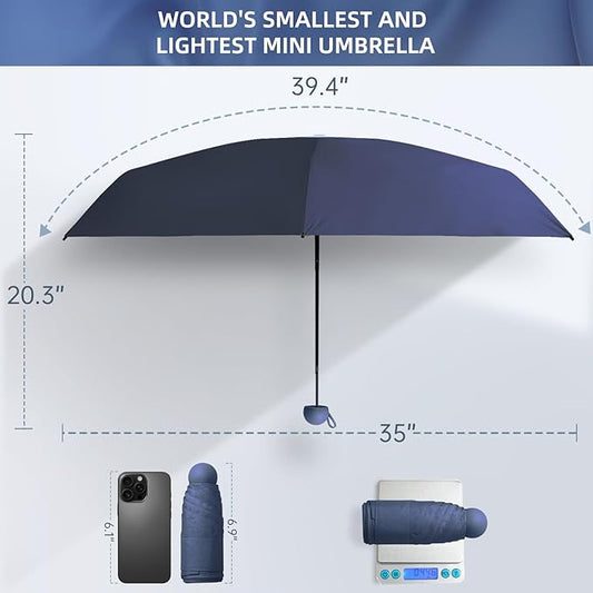 Compact Travel Umbrella, Small Pocket Mini Umbrella for Purse Wallet, UV Sun Rain Umbrellas for Backpack, Portable Folding Umbrellas for Women Kids
