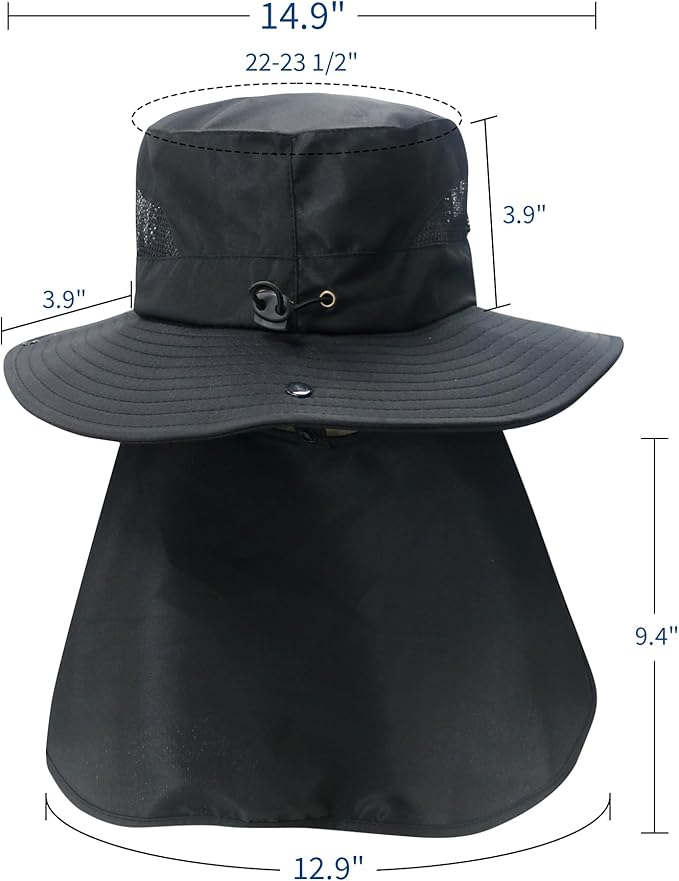 NPJY Sun Fishing Hats with Neck Flap for Men Women UV Sun Protection Bucket Hat