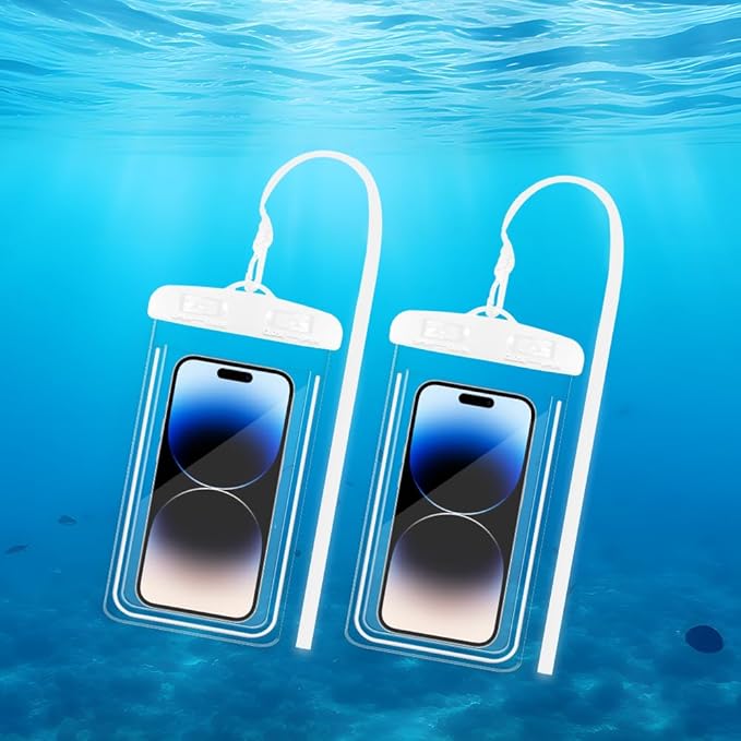 Waterproof Phone Pouch, 2 Pack Clear Water Proof Cell Phone Case, Phone Wet Dry Bag Holder Beach Vacation Waterpark Underwater Cruise Essentials Accessories Must Haves Packing List Stuff for Men Women