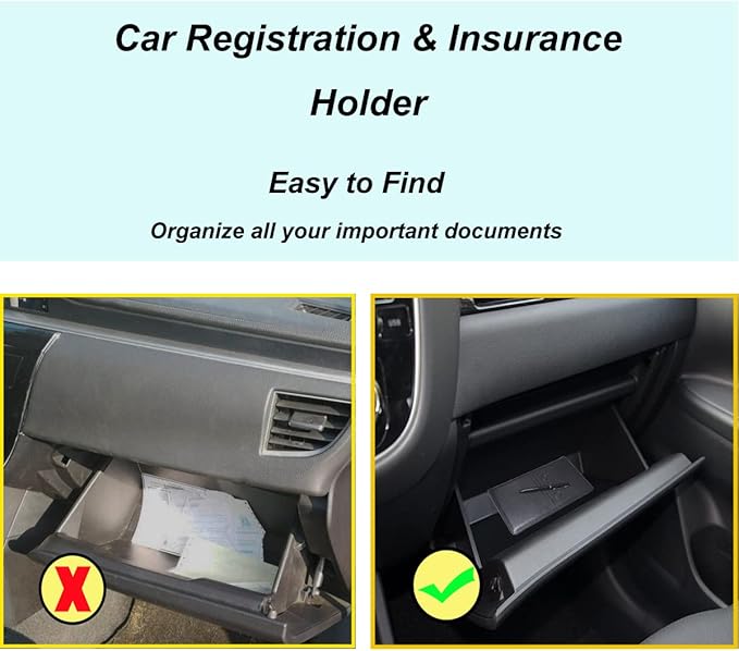 Premium Car Registration and Insurance Holder,Black Registration Insurance Card Holder,Glove Box Organizer Makes Your Documents In Order.