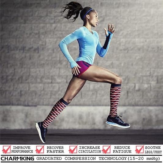CHARMKING Compression Socks for Women & Men Circulation (8 Pairs) 15-20 mmHg is Best Support for Athletic Running,Cycling