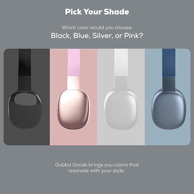 Gabba Goods Wireless Over Ear Bluetooth Headphones with Microphone - Wireless Headset -Noise Reduction - Bluetooth, Wired,Built in Micro SD for Travel, Home, Work TV,PC,Gaming,Cellphone (Black)